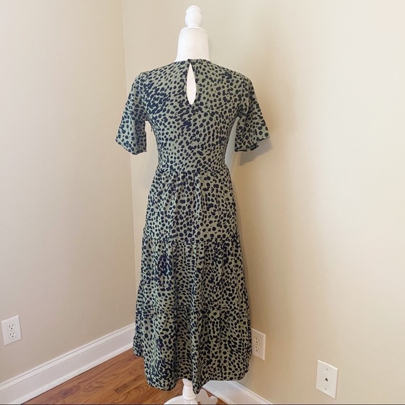 Nasty Gal NEW Tiered Midi Animal Print Green and Black Dress - 6 - Picture 3 of 10